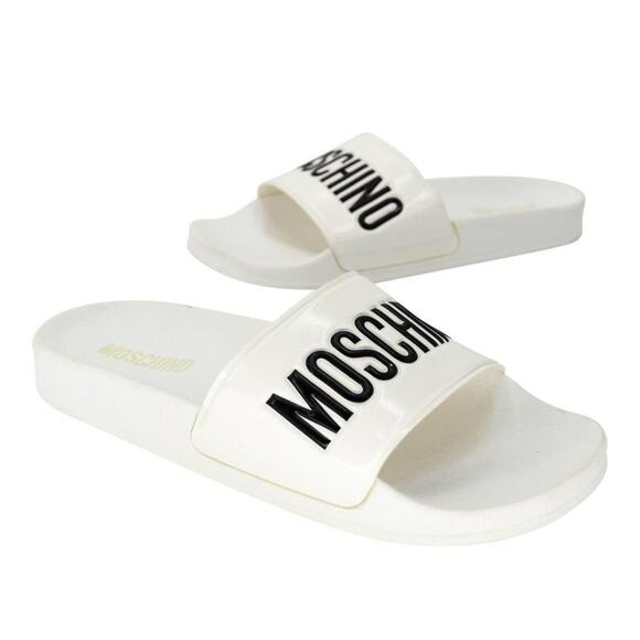 Moschino sz 40 Rubber Logo Slide Sandals MC-S0225P-0012 - Picture 2 of 11
